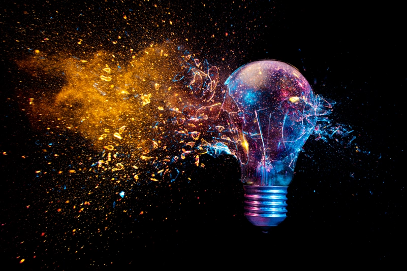 exploding light bulb abstract image